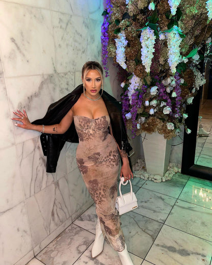 loveedsTM-Floral Print Maxi Prom Dress Sexy Mesh Celebrity Evening Party Dresses Bodycon Spaghetti Strap Summer Women Dresses