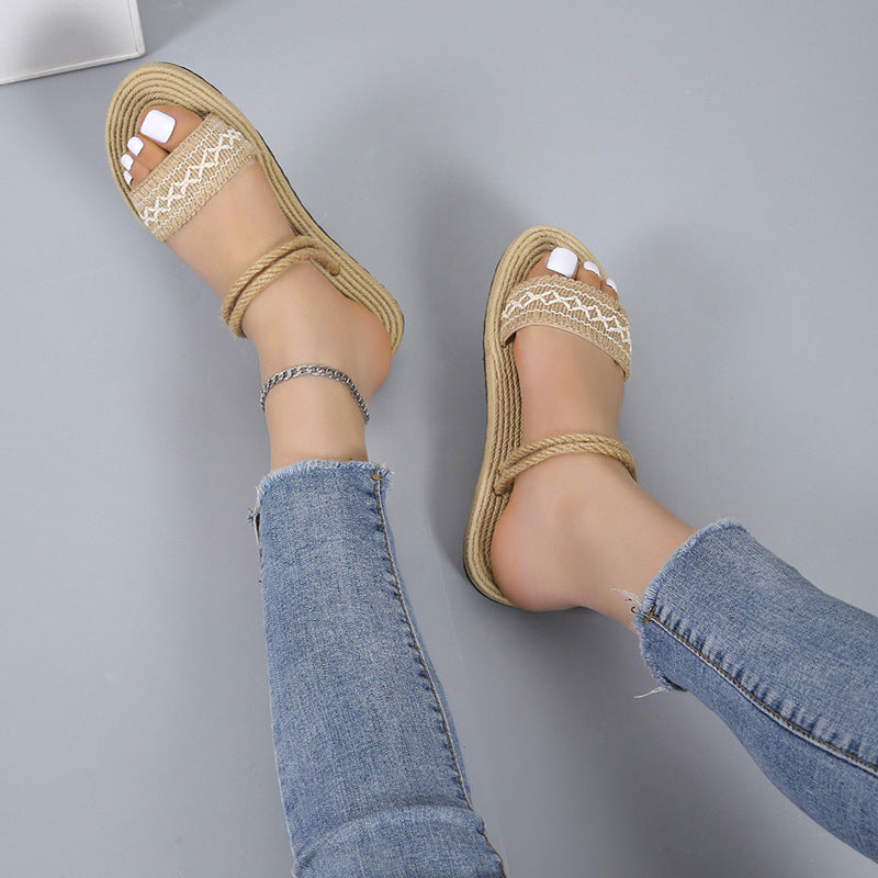 Braided flat sandals