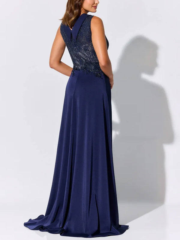 Round Neck Sleeveless Solid Color Maxi Dress