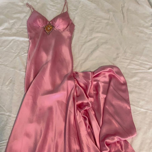Pink Vintage Fashion Elegant Long Satin Ball Gown Evening Dress Party Dress gh3441