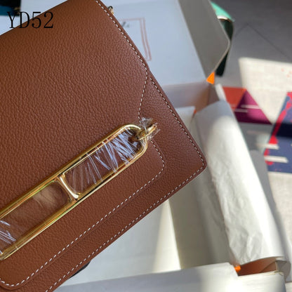 H SAC ROULIS BROWN  GOLD BUCKLE 19CM