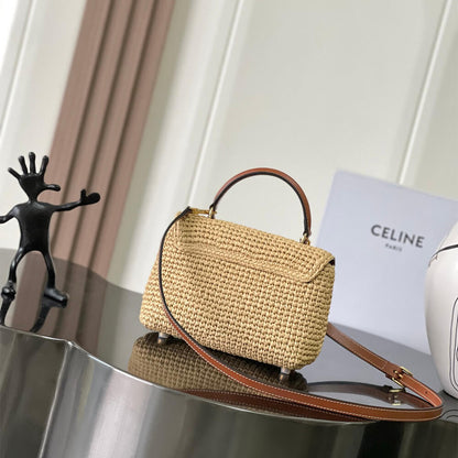 CELINE TEEN NINO BAG IN Raffia and calfskin