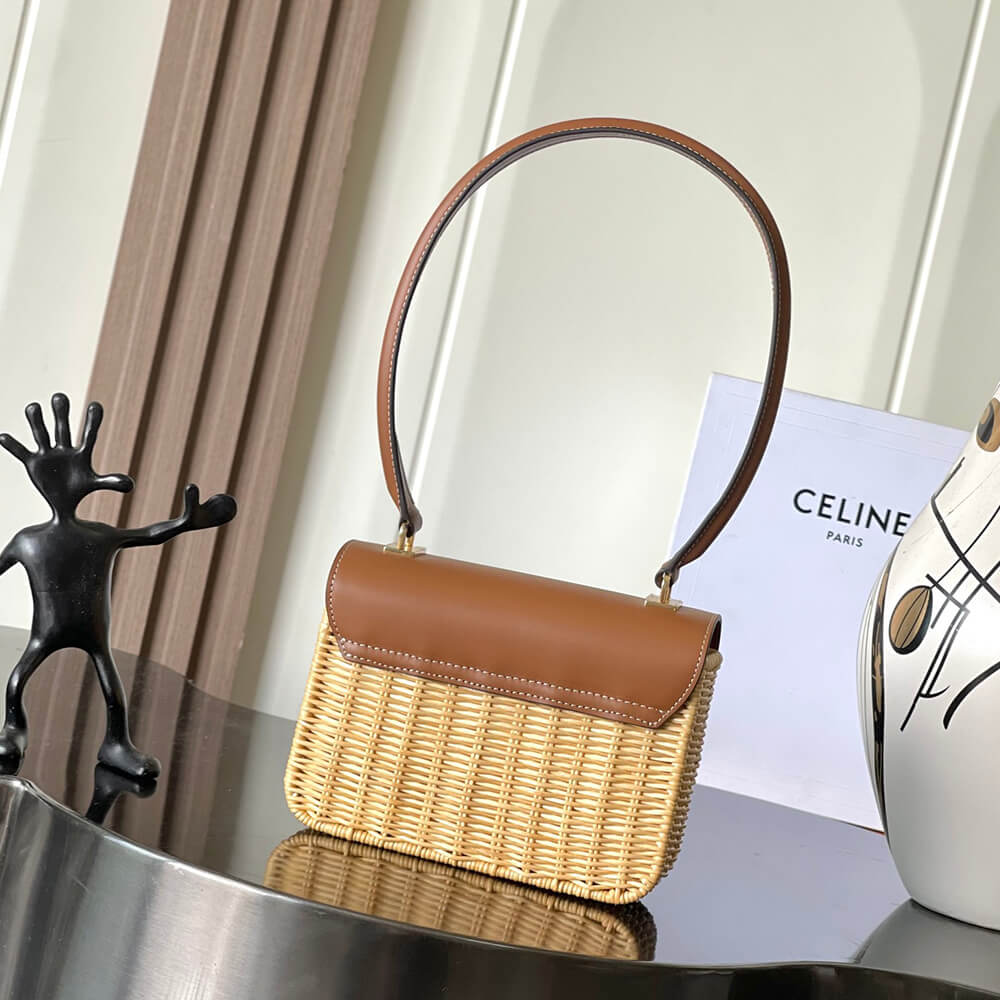 CELINE TEEN GARANCE BAG IN WICKER AND NATURAL CALFSKIN