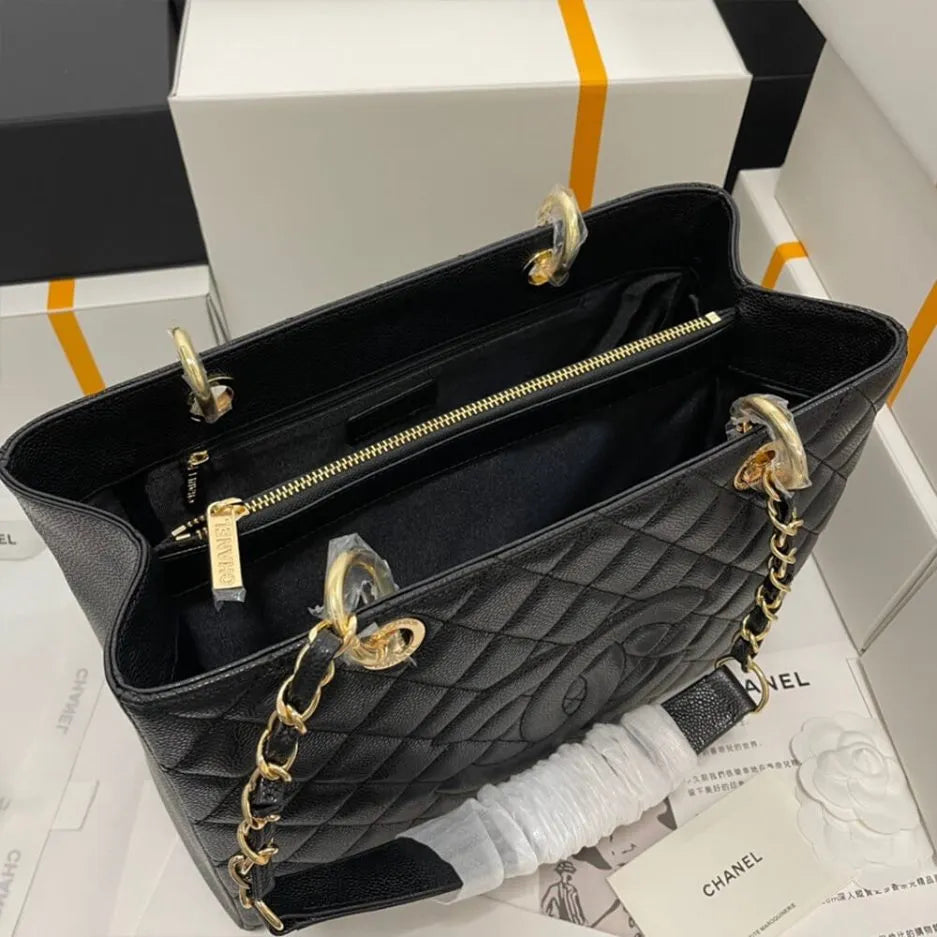 CHANEL CAVIAR QUILTED GRAND SHOPPING TOTE GST BLACK