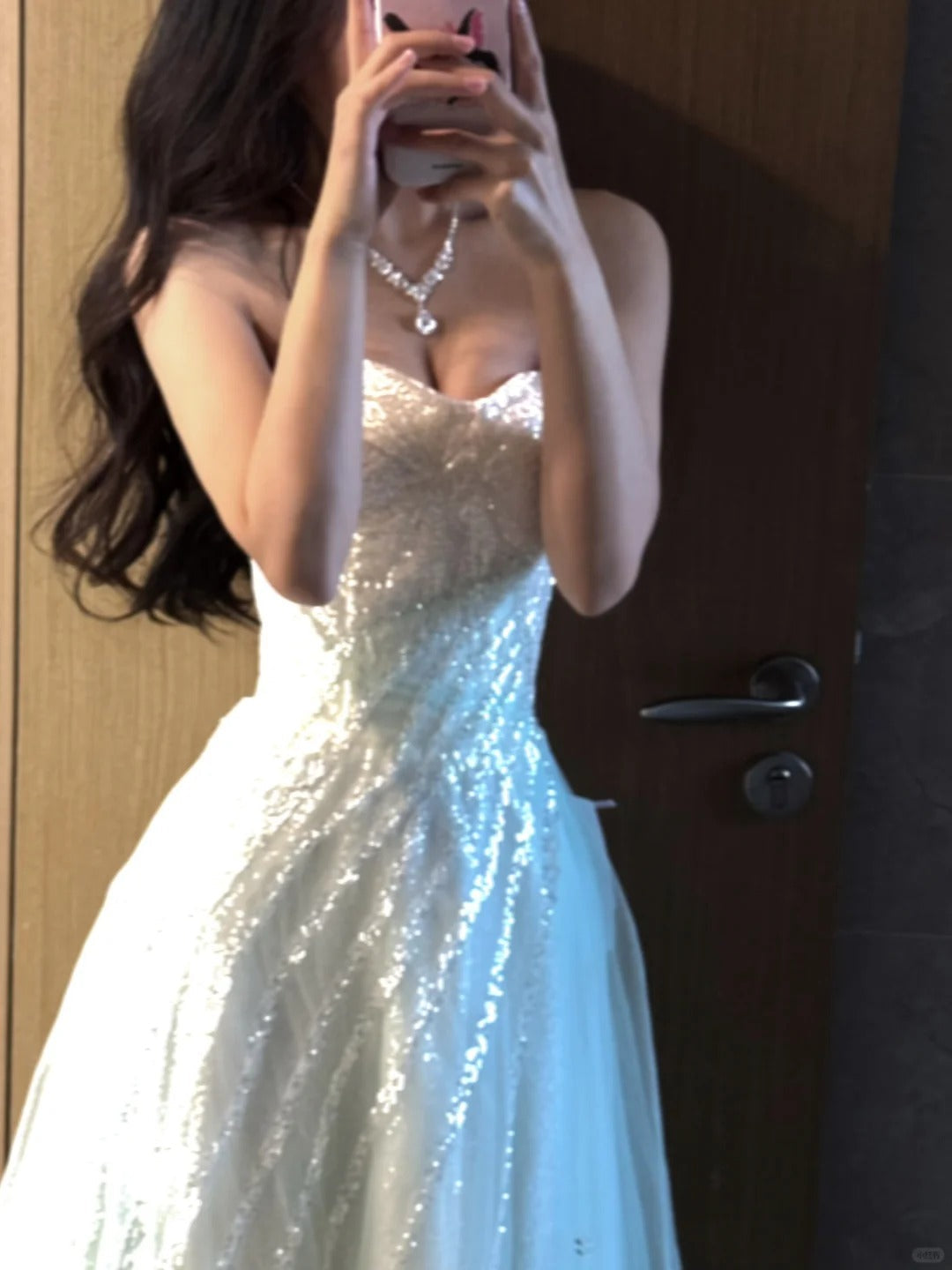 Beautiful Teal Sparkly Elegant Sophisticated Long Sequin Sparkling Tulle Ball Gown Evening Gown Prom Gown Graduation Gown gh3724