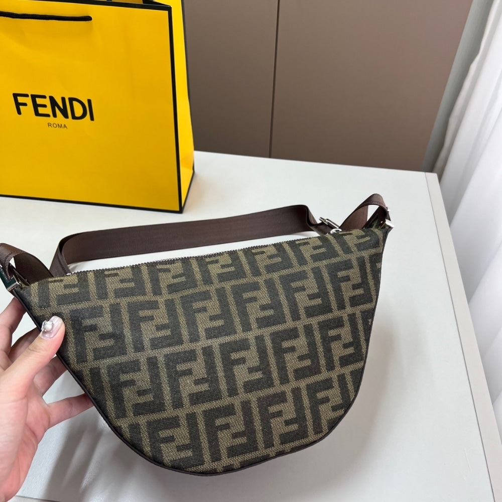 FENDI FF JACQUARD MELON SMALL BROWN 24CM 7VA635ASIQF19KW
