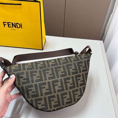 FENDI FF JACQUARD MELON SMALL BROWN 24CM 7VA635ASIQF19KW