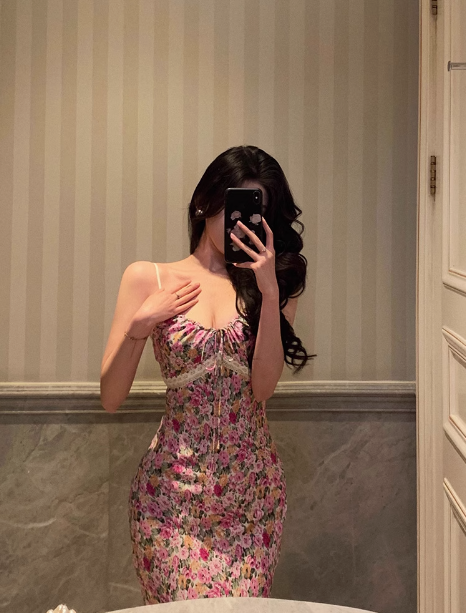 Classy Mermaid Spaghetti Straps Pink Floral Long 18th Birthday Dress Party Gown 21st Birthday Outfits Birthday Dress Ideas For Women DP1313