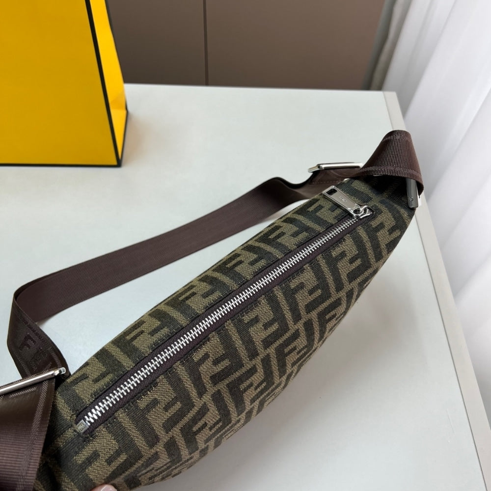 FENDI FF JACQUARD MELON SMALL BROWN 24CM 7VA635ASIQF19KW