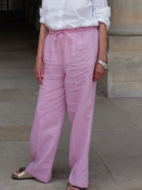 Elastic Waist Women's Cotton and Linen Pants