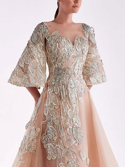 Heavy Hand Embroidered Temperament Women's Dress