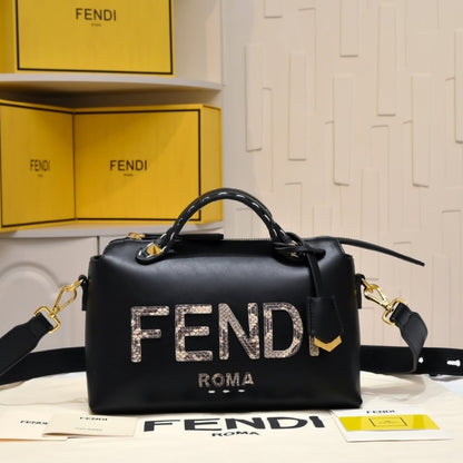 FENDI BY THE WAY MEDIUM BOSTON BAG ELAPHE BLACK 28CM