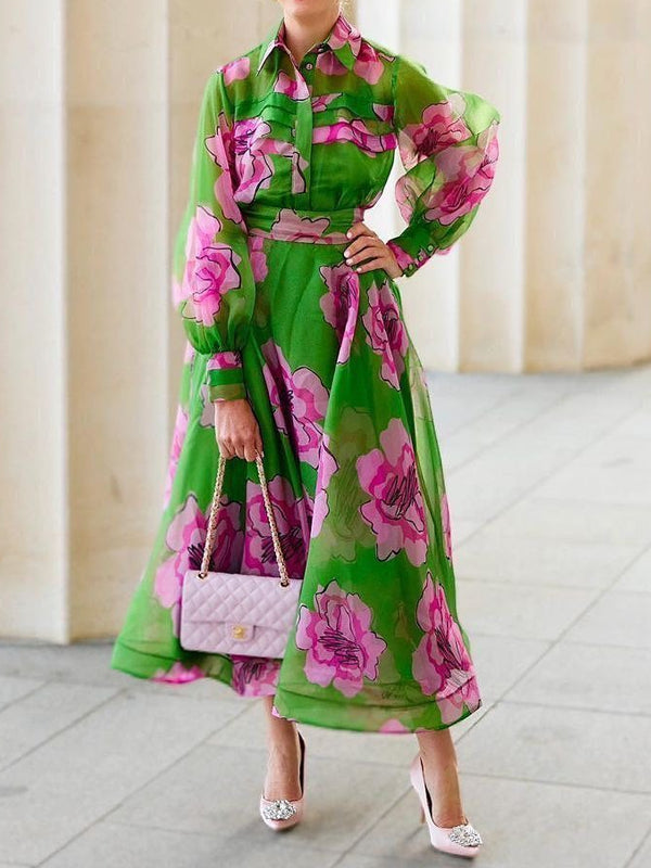 Organza Temperament Print Women's Dress