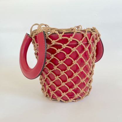 Staud Moreau Macramé and leather bucket bag