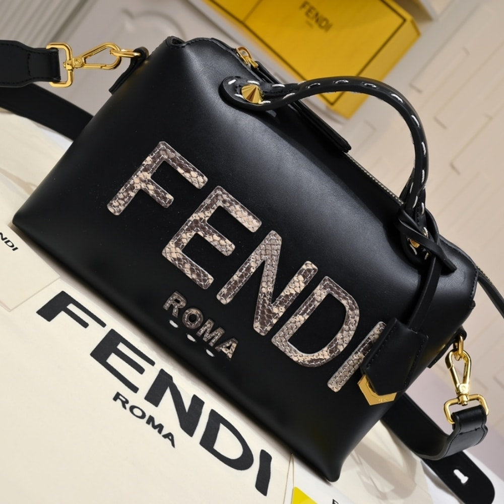 FENDI BY THE WAY MEDIUM BOSTON BAG ELAPHE BLACK 28CM