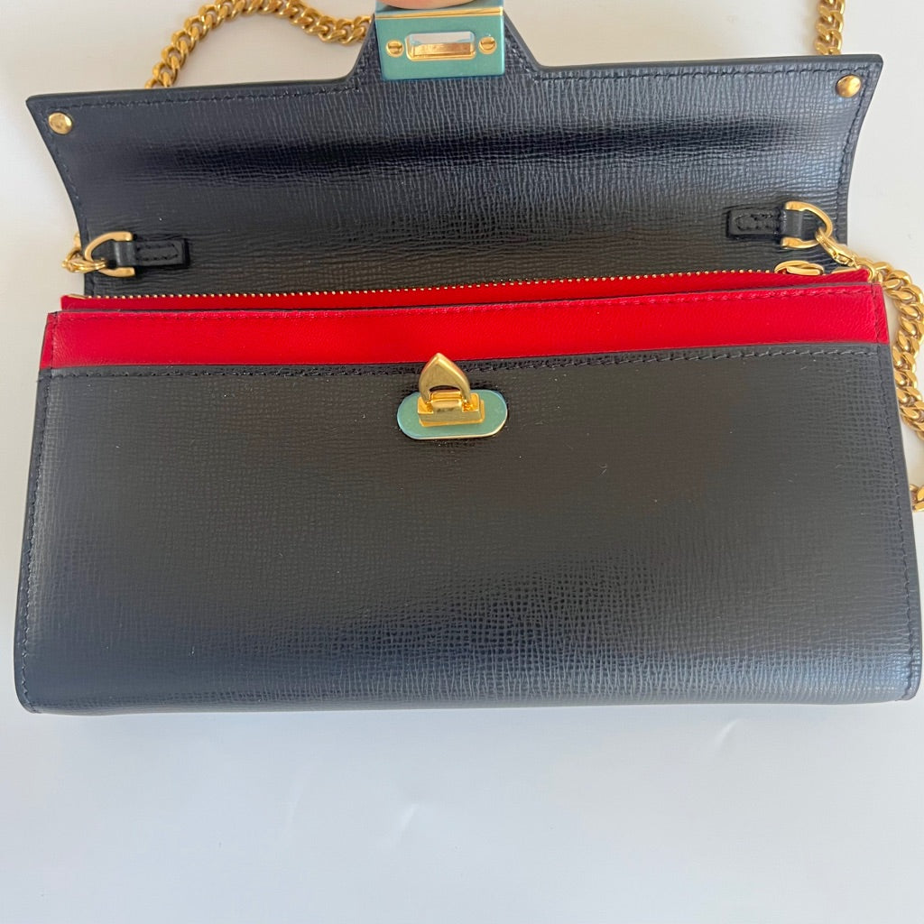 Valentino Garavani Rockstud Wallet on Chain in Textured Leather