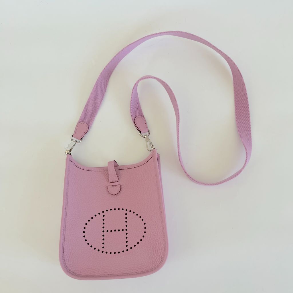 Hermes Mauve Sylvestre Clemence Mini Evelyne TPM 16 Palladium Hardware