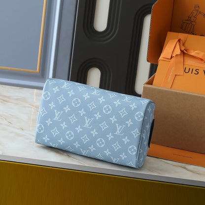 LOUIS VUITTON DOPP KIT MONOGRAM SKY BLUE 28CM
