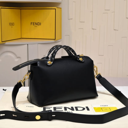 FENDI BY THE WAY MEDIUM BOSTON BAG ELAPHE BLACK 28CM