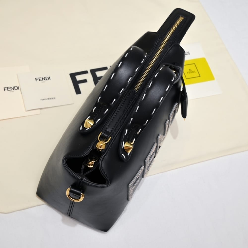 FENDI BY THE WAY MEDIUM BOSTON BAG ELAPHE BLACK 28CM