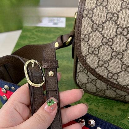 GUCCI OPHIDIA SMALL SHOULDER BAG BEIGE AND DARK BROWN 23CM 722117 FAAX3 9789