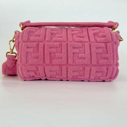 Fendi pink terry cloth medium baguette bag