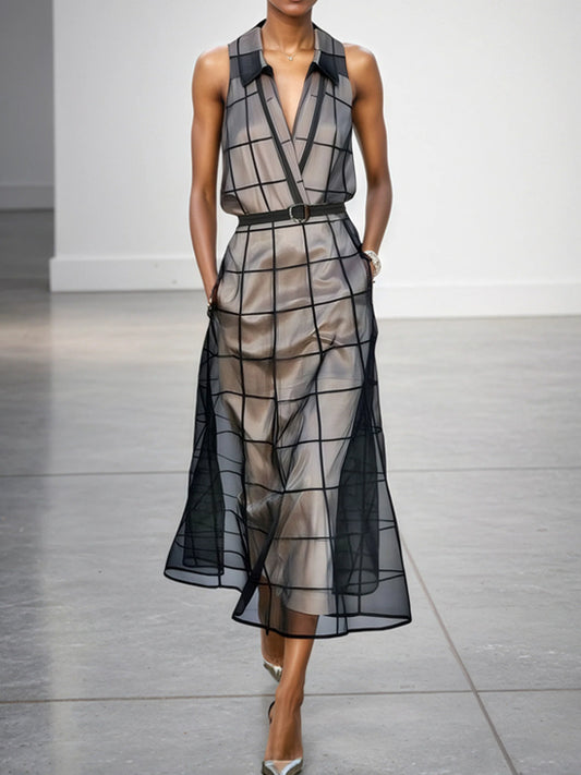 Temperament Line Shirt Collar Women's Dress