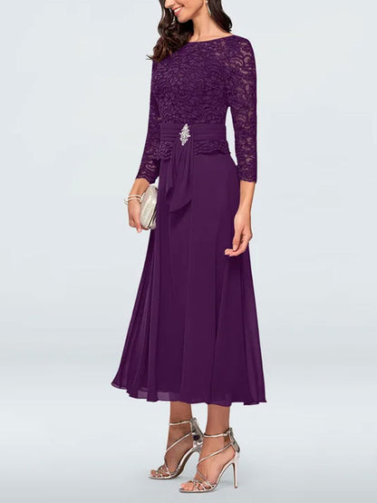 Chiffon waist-skimming lace temperament women's dress