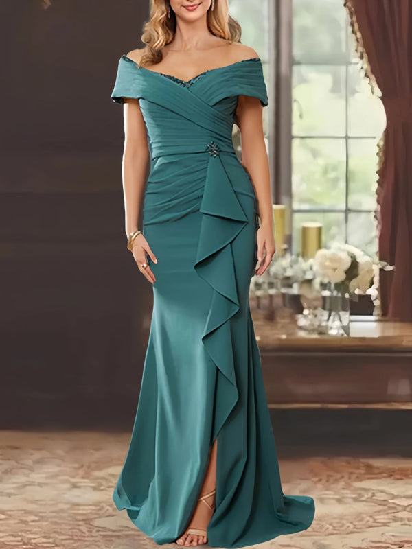 Sheath/Column Off-the-Shoulder Sleeveless Floor-Length Mother of the Bride Dresses