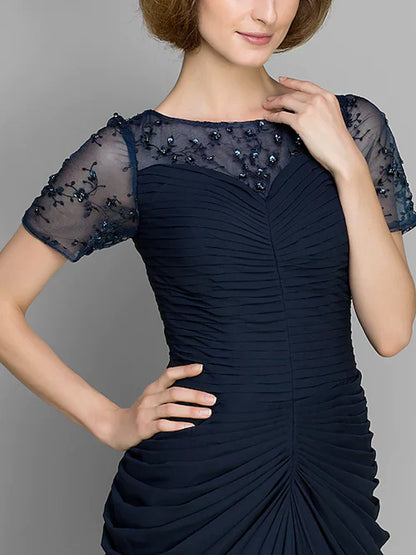 Round Neck Mesh Solid Color Maxi Dress