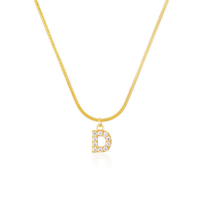 English alphabet round snake chain clavicle chain