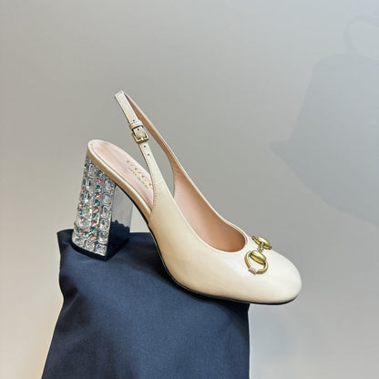 GUCCI WOMEN’S HORSEBIT PUMP WITH CRYSTALS WHITE 795984 BNC00 9540