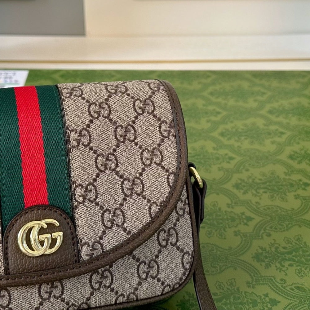 GUCCI OPHIDIA MINI SHOULDER BAG BEIGE AND DARK ‎19CM 772239 FACUJ 8745