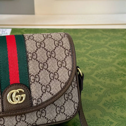 GUCCI OPHIDIA MINI SHOULDER BAG BEIGE AND DARK ‎19CM 772239 FACUJ 8745