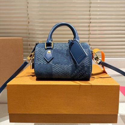 LOUIS VUITTON SPEEDY 18 BANDOULIÈRE DENIM BLUE 18CM N00208