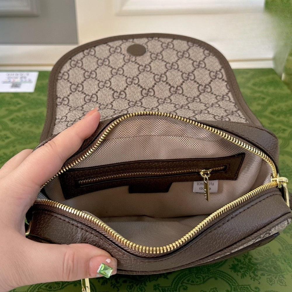 GUCCI OPHIDIA MINI SHOULDER BAG BEIGE AND DARK ‎19CM 772239 FACUJ 8745