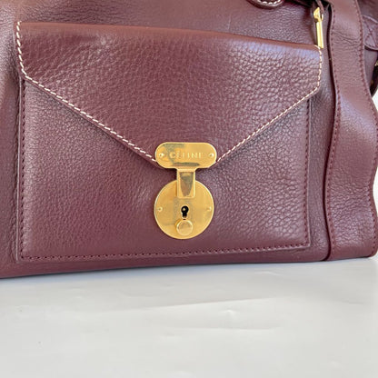 Celine burgundy leather Envelope Luggage Bag