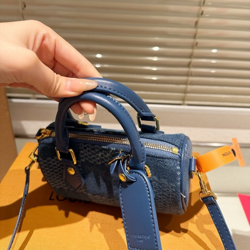 LOUIS VUITTON SPEEDY 18 BANDOULIÈRE DENIM BLUE 18CM N00208