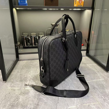 GUCCI GG EMBLEM MEDIUM BRIEFCASE BLACK 40CM ‎821149 FAED4 1000