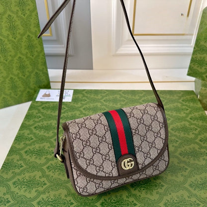 GUCCI OPHIDIA MINI SHOULDER BAG BEIGE AND DARK ‎19CM 772239 FACUJ 8745