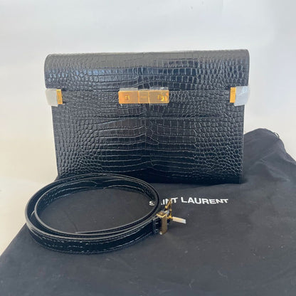 Saint Laurent Manhattan crocodile-effect leather shoulder bag