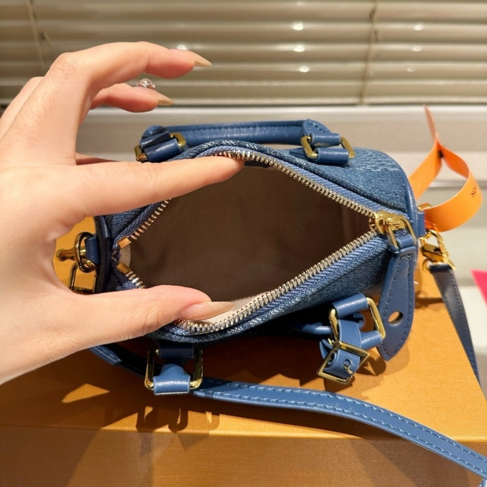 LOUIS VUITTON SPEEDY 18 BANDOULIÈRE DENIM BLUE 18CM N00208