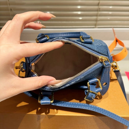 LOUIS VUITTON SPEEDY 18 BANDOULIÈRE DENIM BLUE 18CM N00208