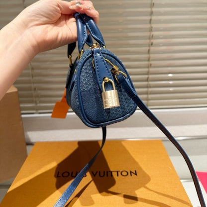 LOUIS VUITTON SPEEDY 18 BANDOULIÈRE DENIM BLUE 18CM N00208