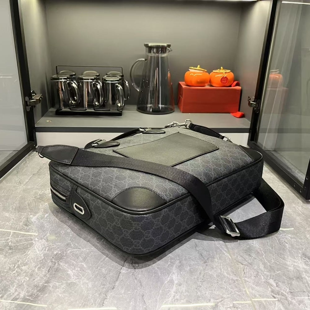 GUCCI GG EMBLEM MEDIUM BRIEFCASE BLACK 40CM ‎821149 FAED4 1000