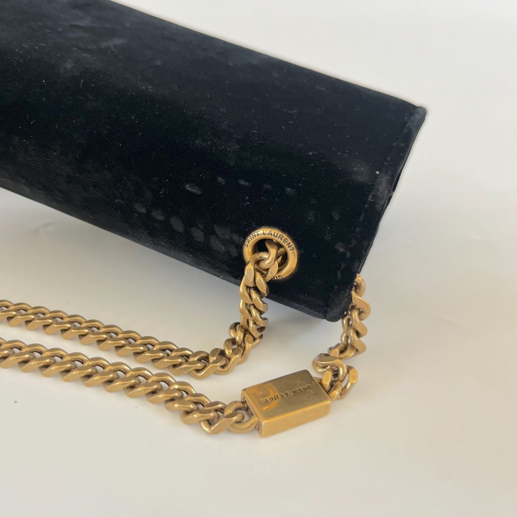 Saint Laurent Black   Velvet Kate Tassel Bag