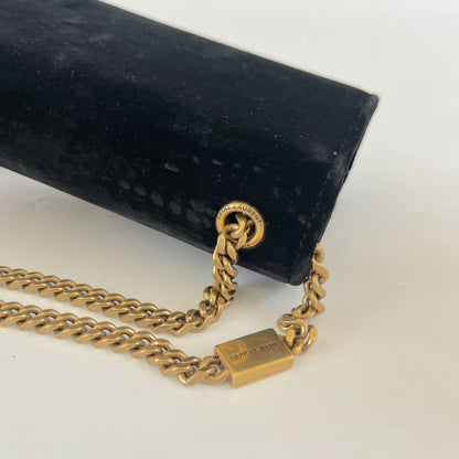 Saint Laurent Black   Velvet Kate Tassel Bag