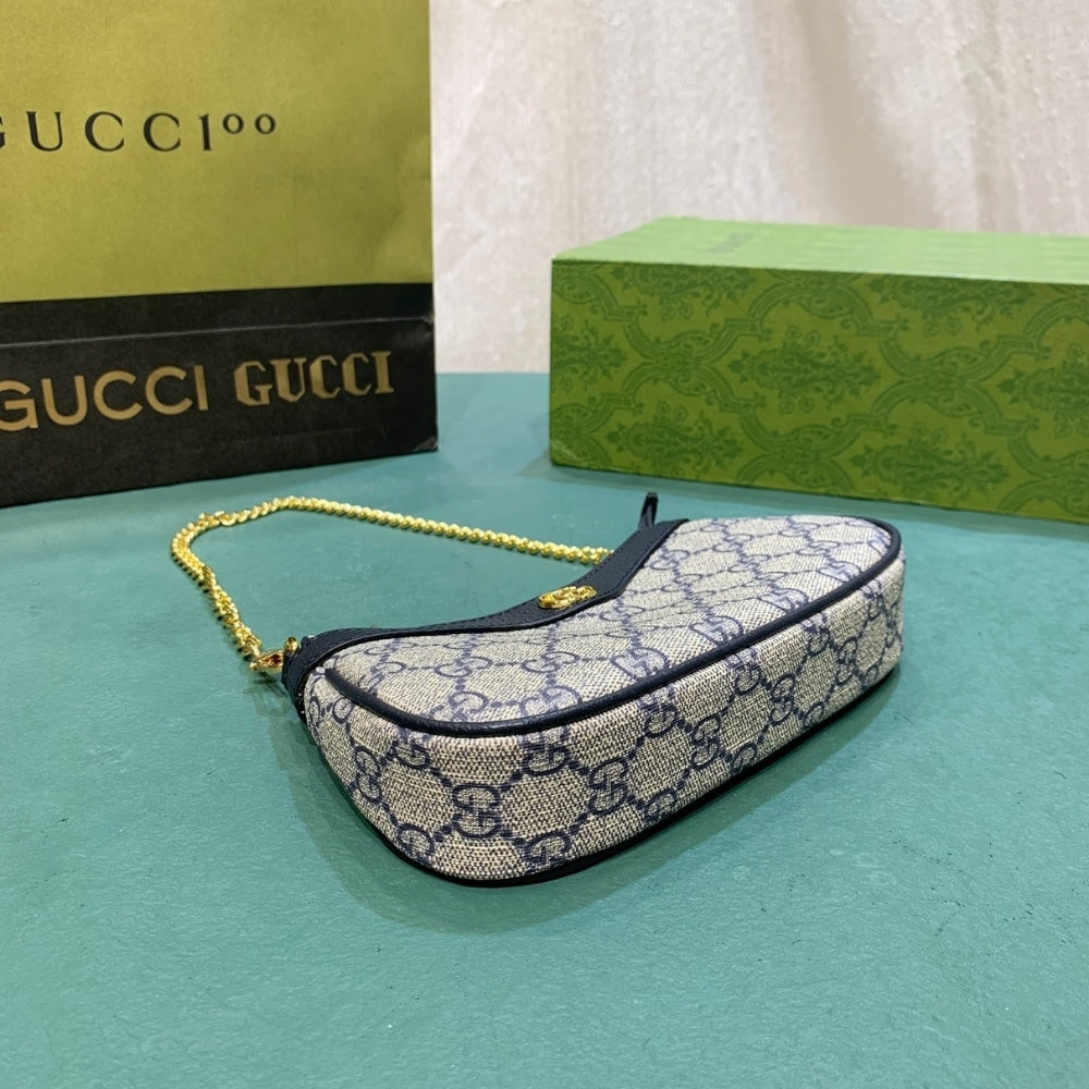 GUCCI OPHIDIA MINI BAG BLACK AND BEIGE 19CM
