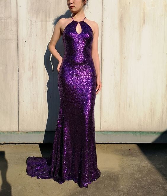 Purple Shiny Fashion Strapless Long Elegant Sequin Floor Length Ball Gown Evening Dress Party Dress gh3235