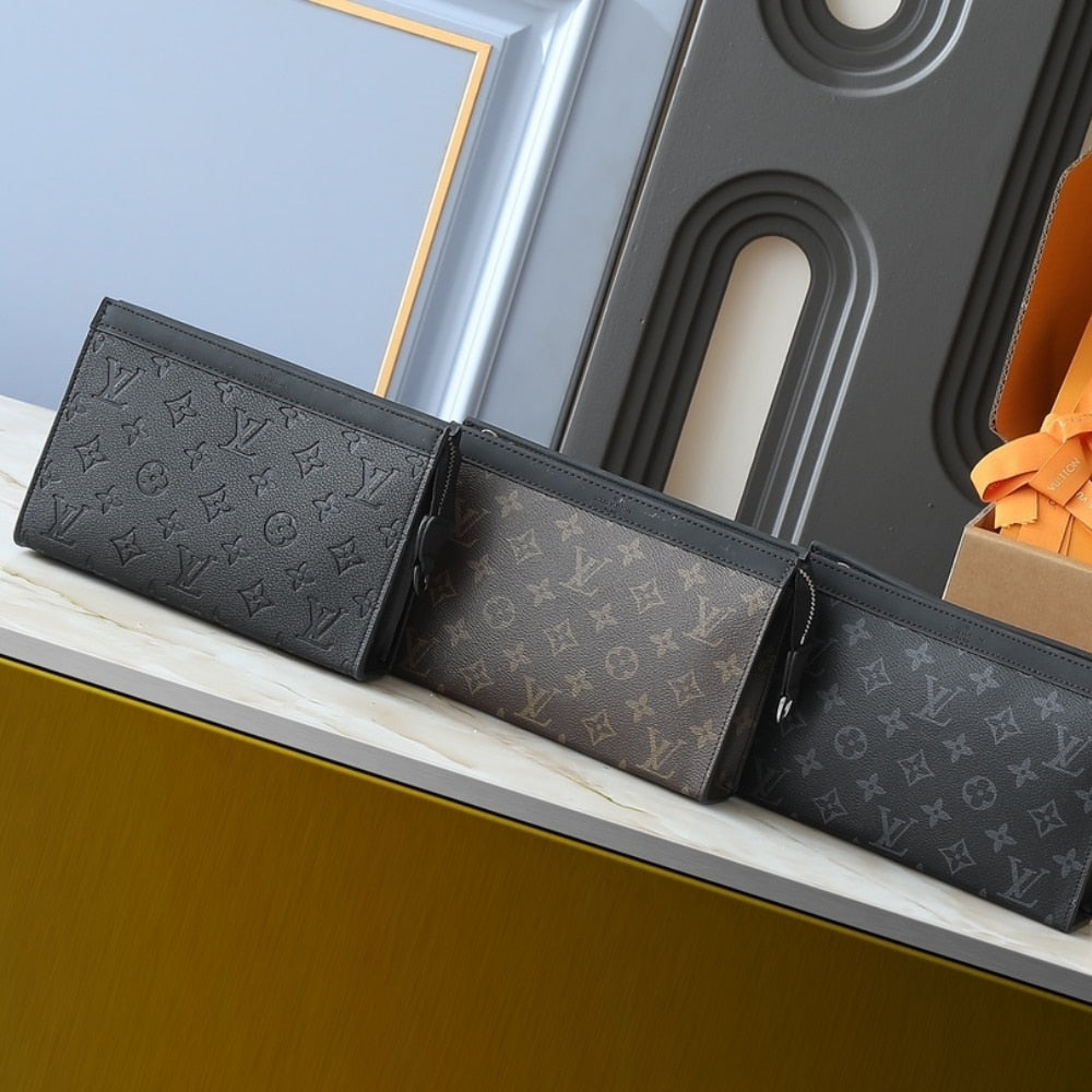 LOUIS VUITTON GASTON WEARABLE WALLET MONOGRAM MACASSAR COATED CANVAS BROWN 18CM M14036